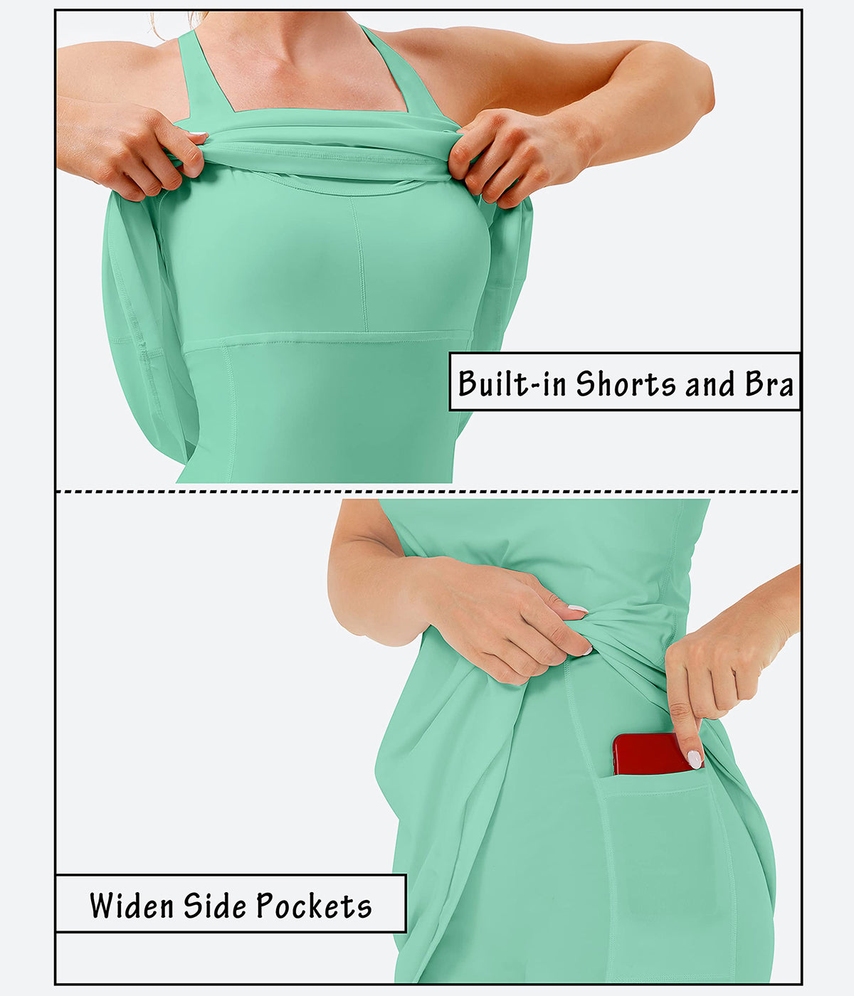 Heathyoga Womens Tennis Dress with Shorts Underneath Workout Dress-D5001