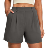Heathyoga Stretchy Dress Shorts for Women Pull On Womens Shorts Dressy Casual High Waisted Summer Work Shorts Business Casual