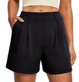 Heathyoga Stretchy Dress Shorts for Women Pull On Womens Shorts Dressy Casual High Waisted Summer Work Shorts Business Casual
