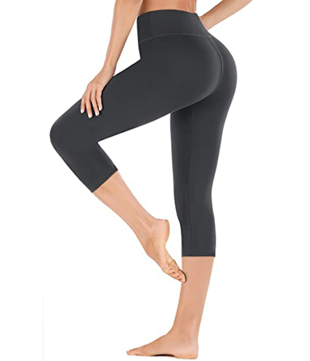 2 Packs Seamless Capri Yoga Pants - HY61 - 2 Packs Black / S-M