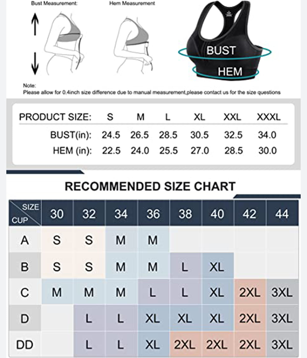 Measurement Chart - Instinct - Sports Bra