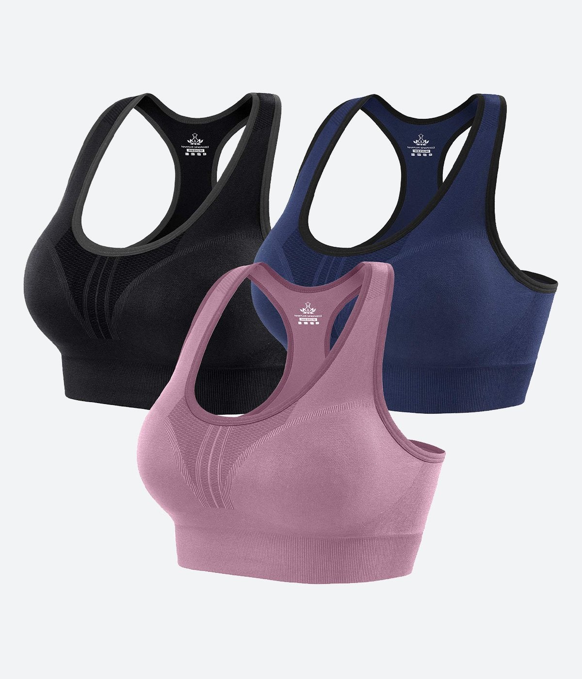 VEQKING Women Cross Back Sport Bras Padded Strappy Cropped Bras for Yoga  Workout Fitness Medium Support 3 Pack at  Women's Clothing store