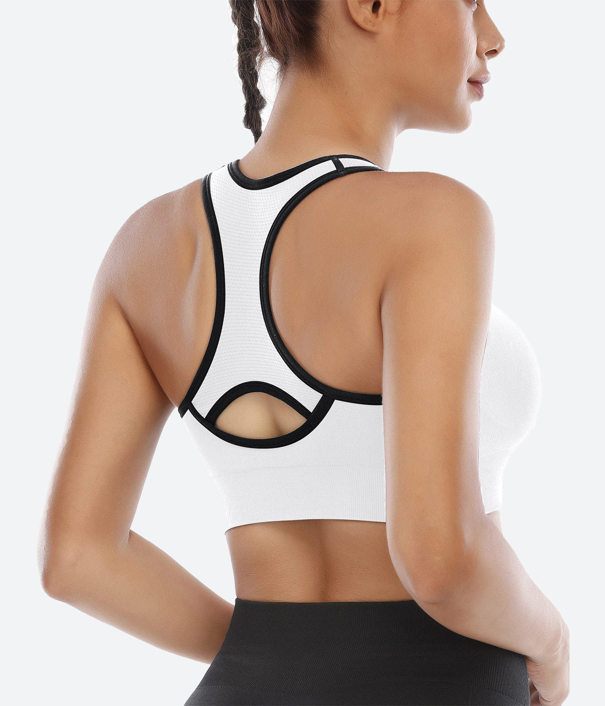 Buy Sports Bra for Women High Impact Gym Yoga Strappy Padded Racerback Bras  Large Bust Exercise Athletic Bras Free Size (28-30) Pack of 1 Black Colour  at