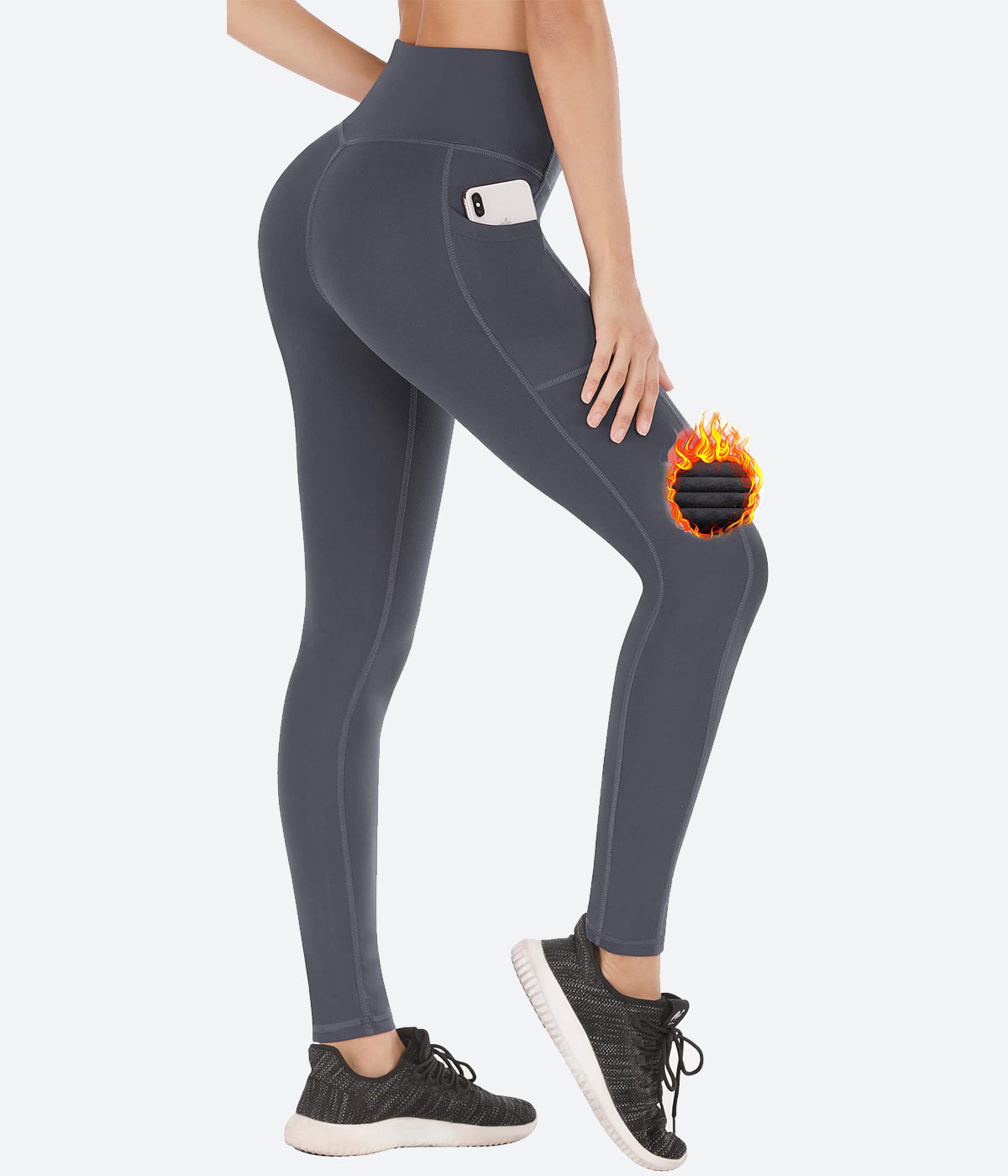 Women's Thermal Fleece Lined Leggings High Waisted Winter Yoga Pants with  Pockets 