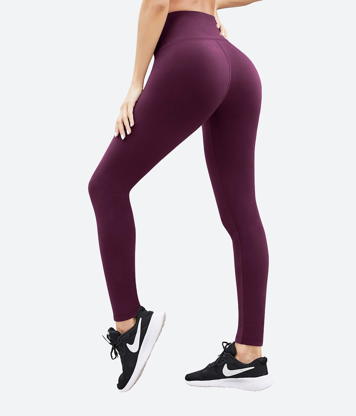 Super Stretchy Workout Yoga Pants with Pockets - HY60 - Dark Red / S-M