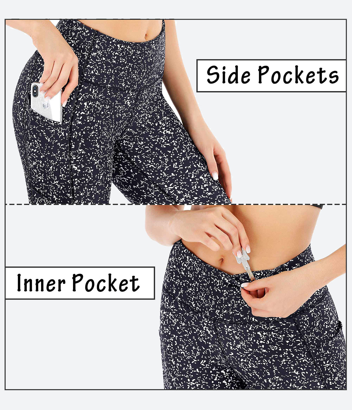 Printed High Waisted Yoga Pants with Pockets - HY 40P