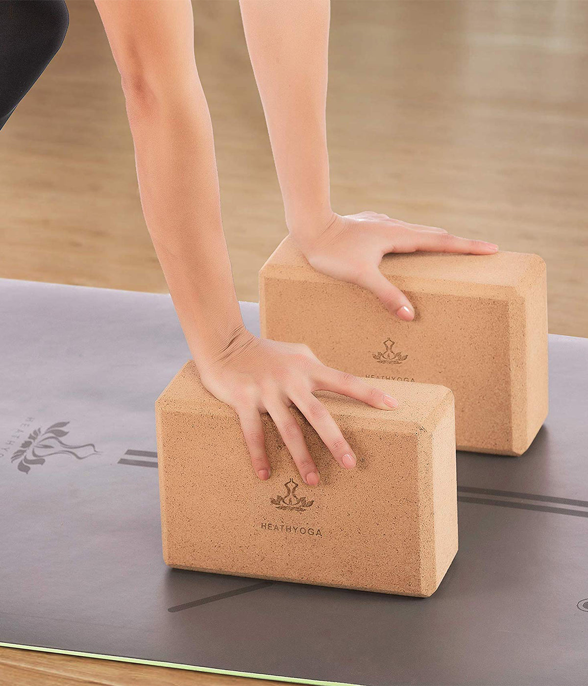 Yoga Block & Strap Set  Heathyoga Yoga Block (2 Pack) & Strap Set