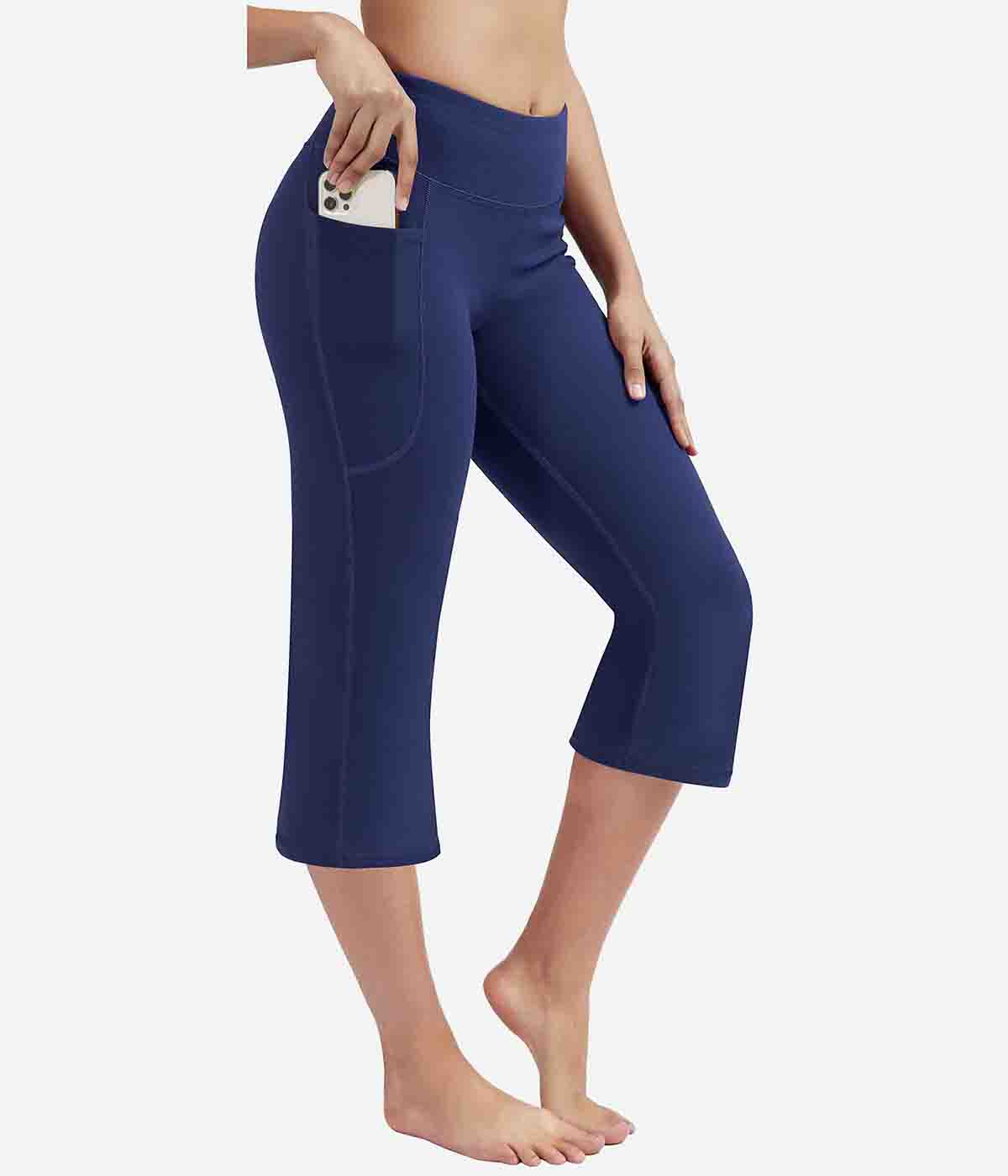 Heathyoga Bootcut Yoga Capri for Women with Pockets HY99